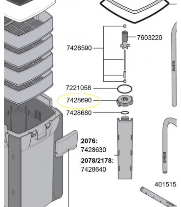 Eheim Coprigirante per filtro professionel 3e 450/professionel 3e 700/professionel 5e 350/450/700
